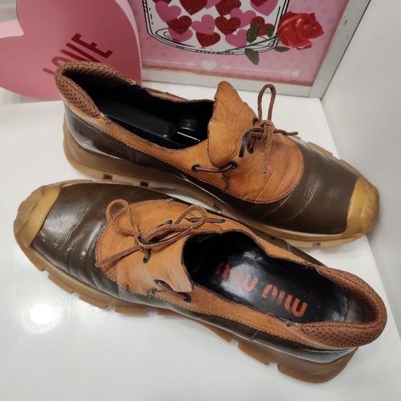 🦆RARE VINTAGE 1999 Miu Miu Leather/ Rubber Duck Style Rain Boots, Chocolate 10 - Picture 12 of 16